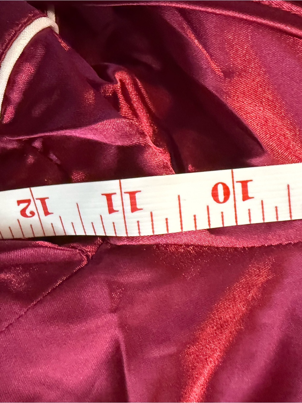 Satin Short Sleeve Pajama Set in Burgundy with White Piping - Picture 6 of 12